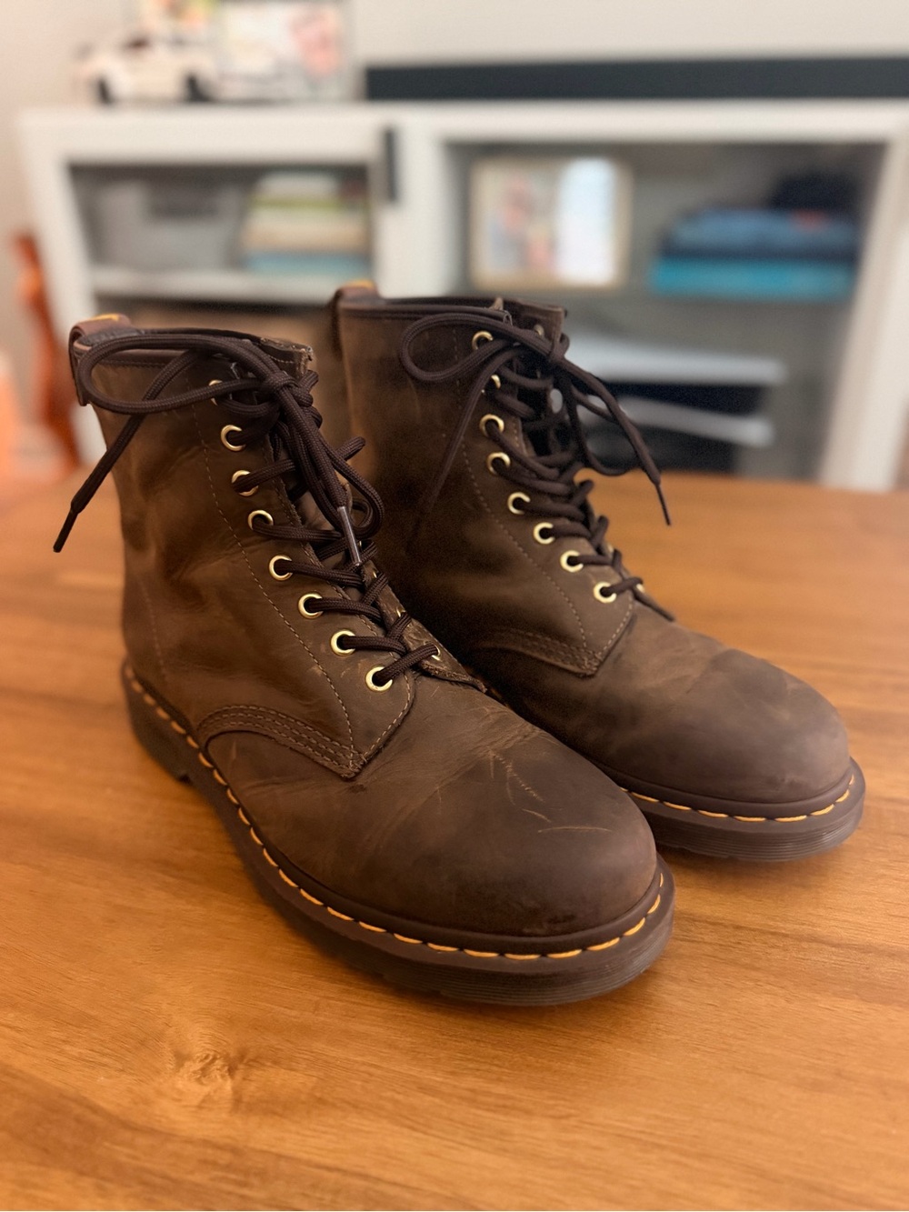 Dr. Martens Brown Leather Lace-Up Combat Boots